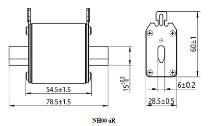 aR Fuse NH00 500V 10A, Semiconductor Type aR Fuse, 10 Amp, 120kA, 500VAC, NH00, 78 x 46 x 29.5mm