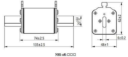 aR Fuse NH1 500V 250A, Semiconductor Type aR Fuse, 250 Amp, 120kA, 500VAC, NH1, 150 x 46 x 29.5mm