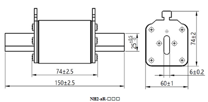 aR Fuse NH2 500V 350A, Semiconductor Type aR Fuse, 350 Amp, 120kA, 500VAC, NH2, 150 x 46 x 29.5mm
