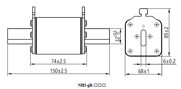 aR Fuse NH3 500V 500A, Semiconductor Type aR Fuse, 500 Amp, 120kA, 500VAC, NH3, 150 x 85 x 68mm