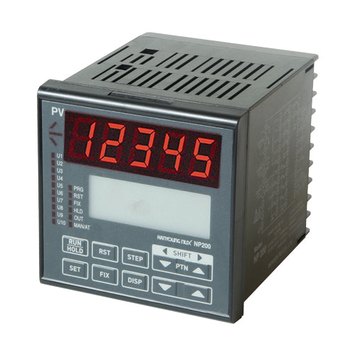 NP200-00, Program/Step Controller, 96x96mm, 100-240VAC, Multirange Input, 3 x DI Inputs, Universal Relay/SSR/4-20mA Outputs, 10 Alarms