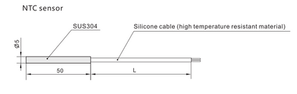 PTS-N-3.0M, NTC Temperautre  Probe for FRW8 Temperature Control Relay, - 40 to 200 Deg C