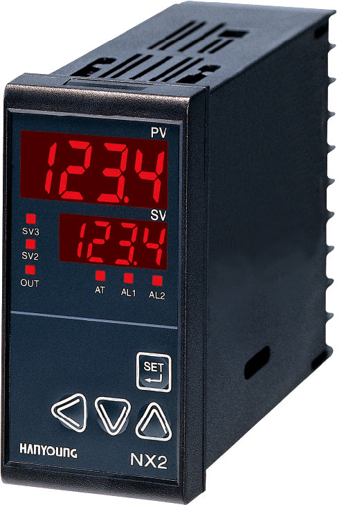 NX2-10, Temp Controller, 48x96mm, 100-240VAC, Multirange Input, SV2,SV3, Multirange Relay/SSR/4-20mA Heating and Cooling Outputs, Setup for Relay Heating, SSR Cooling, 2 Alarms