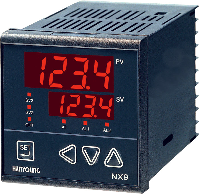 NX9-10, Temp Controller, 96x96mm, 100-240VAC, Multirange Input, SV2,SV3, Multirange Relay/SSR/4-20mA Heating and Cooling Outputs, Setup for Relay Heating, SSR Cooling, 2 Alarms