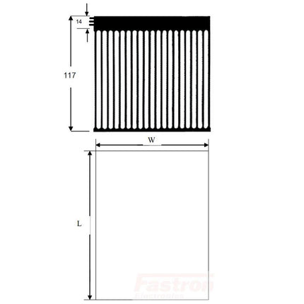 P6Y240/620FR, Heat Sink 117mm x 240mm Wide x 620mm Long Milled