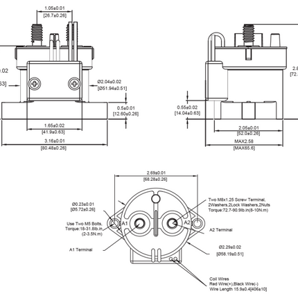 RECNC46B1QB, DC Contactor SPST-NC, 400 Amp Continuous, 1000VDC, 24VDC Coil (Dual Economised), SPST-NC Auxiliary Contact, Exceeds IP69