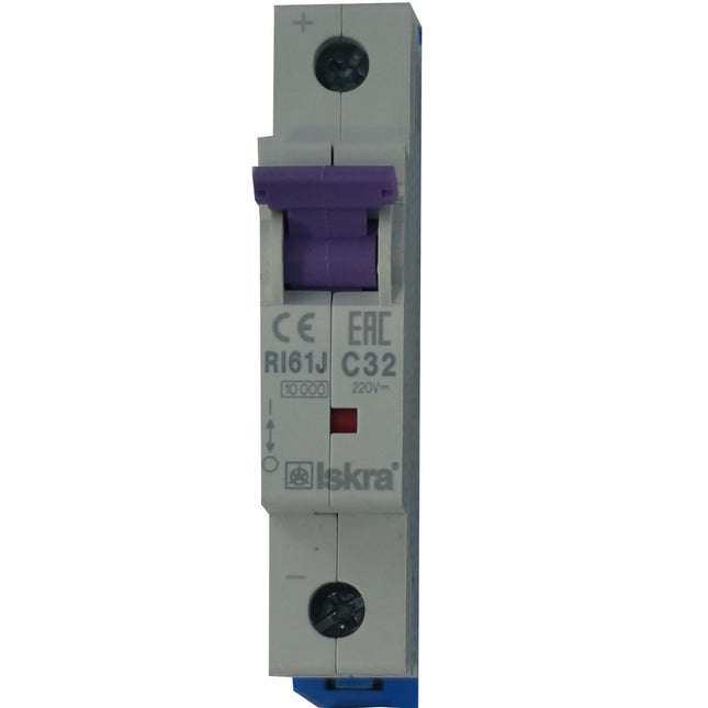 RI61J C 25-10kA, 1 Pole DC Miniature Circuit Breaker Disconnect Switch C Curve 25 Amp, 220VDC, 10kA