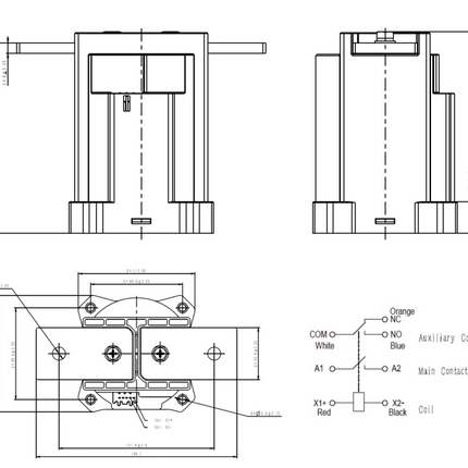 RXR1KB1PC, Contactor SPST-NO 1200 AMP, 1500VDC, 12VDC Coil, 30cm Flying leads, with SPDT Auxiliary Contact 5000 Cycles, IP67, IP69