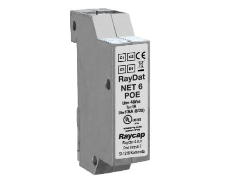 RayDat-NET-6-POE-G29-00-041, Surge Protectioon Device for Catagory 6 Networks, In = 10kA, Iimp = 1kA, 48VDC Nominal, Poe 1000Mb/s