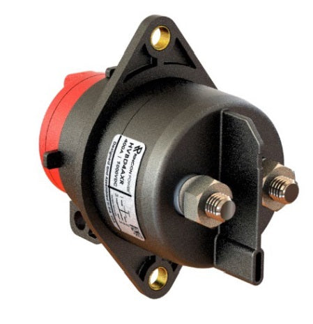 HVBD4AXR Rev J, Hermetic Battery Switch with Red Handle, SPST 1 x 400 Amp 1000VDC, Flange Mount 70mm Wide, M10 Terminations, OHSA (LOTO)