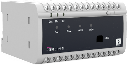 Rish Con M+ CM44111111, Class 0.5 Power Transducer 4 wire, 100-600V L-L, 1 or 5Amp measurement, 85-285VAC/DC Aux Supply, 4 x Analogue -20-20mA/4-20mA/-10-10V Outputs, 2 x Relay Outputs, USB Programming Port, Modbus RTU Comms, without display