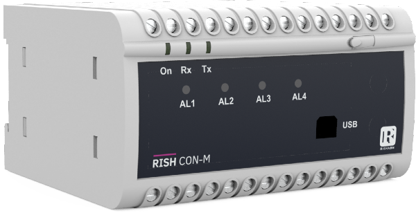Rish Con M-22212, Class 0.5 Power Transducer 4 wire, 20-480V L-L, 5Amp measurement, 20-40VAC/20-60VDC Supply, 4 x 0.5 Amp @ 250VAC NO Relay outputs, USB Programming Port, Modbus RTU Comms, without display