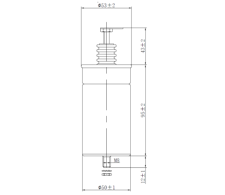 SMJ-MC 1400VAC-2.2uF, Snubber Capacitor ø50 x 95mm(+43mm) 1.4kVAC 2.2uF, Imax = 18A, Railway Grade, Drop in replacement for B25835-M0225-K007, or PAM 140-2.2 cv4 (K)