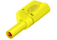 SSPA-YELLOW-4mm (2pcs), YELLOW 4mm Fully Sheathed Piggy Back Safety/Banana Plugs, 32 Amp, 1000V Rated. For Test Equipment/Leads