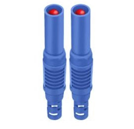 SSP-BLUE-4mm (2pcs), Blue 4mm Fully Sheathed Safety/Banana Plugs, 32 Amp, 1000V Rated. For Test Equipment/Leads (Current Clamps)