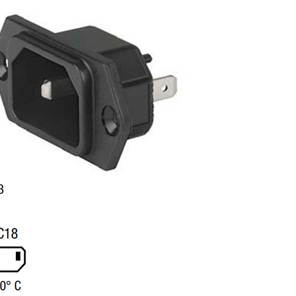 6102.3200, IEC Appliance Inlet C18/M, Screw Panel Mounting, Front Side, Quick connect terminals 4.8 x 0.8 mm