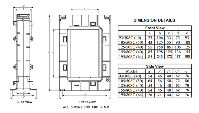 Xmer CT Split 93/30SC 100/5 Class 1 1.5VA, 23 x 33mm Aperture