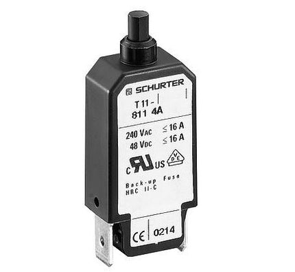 4400.0114 T11-811-5, 1 Pole Thermal Circuit Breaker, 240VAC/48VDC, 5 Amp, 2kA, Drop In, Reset Type, Fastron Terminals