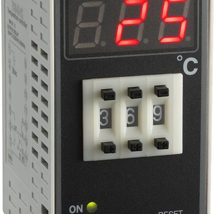 TCD-H-1-PT HEATING Temp Controller, 48x96mm 230VAC, C/O Relay output, PT100 RTD Input. Encoder Control, Digital Display, 0-999 Deg C