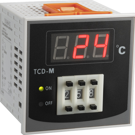 TCD-M-3-PT HEATING Temp Controller, 72x72mm 230VAC, C/O Relay output, PT100 RTD Input. Encoder Control, Digital Display, 0-999 Deg C