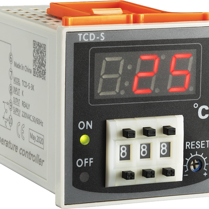 TCD-S-2-PT COOLING Temp Controller, 48x48mm 230VAC, C/O Relay output, PT100 RTD Input. Encoder Control, Digital Display, 0-999 Deg C
