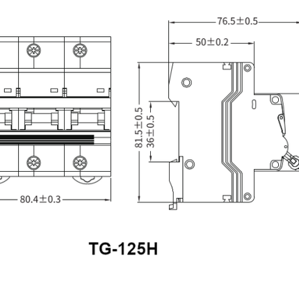GYM9H-125 3P C80, 3 Pole Miniature Circuit Breaker C Curve 80 Amp, 10kA, 400VAC