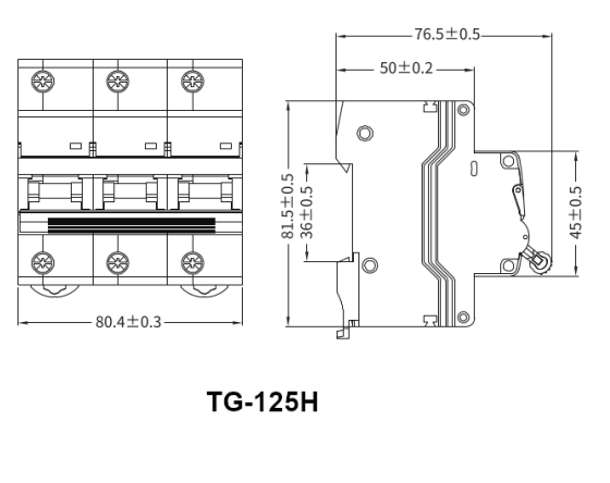 GYM9H-125 3P C100, 3 Pole Miniature Circuit Breaker C Curve 100 Amp, 10kA, 400VAC