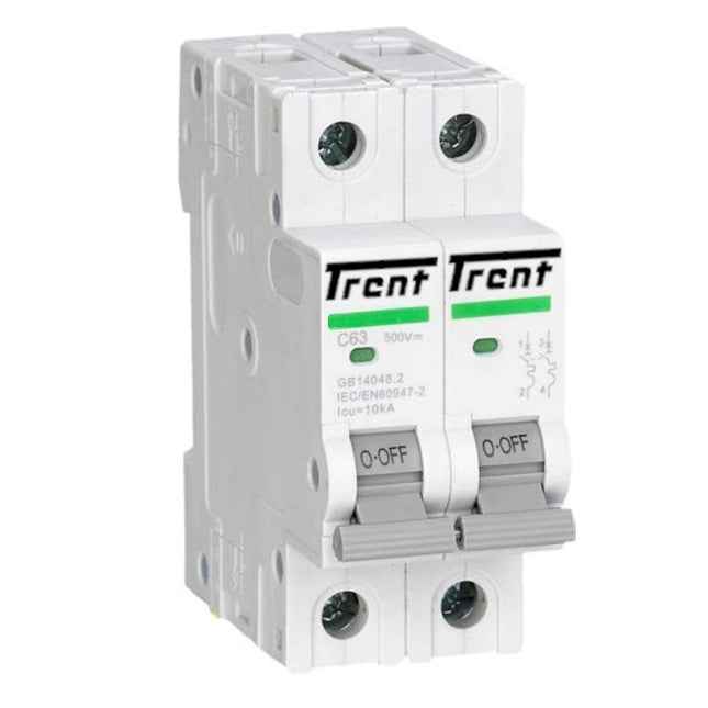 TGD-2PL C 10-10kA, 2 Pole Miniature Bidirectional DC Circuit Breaker C Curve 10 Amp, 10kA, 500VDC