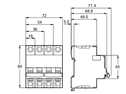TGD-1PL C 20-10kA, 1 Pole Miniature Bidirectional DC Circuit Breaker C Curve 20 Amp, 10kA, 250VDC