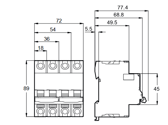 TGD-1PL C 25-10kA, 1 Pole Miniature Bidirectional DC Circuit Breaker C Curve 25 Amp, 10kA, 250VDC