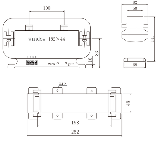 THST18244D-24-5000-RS485, Split Core Bipolar Hall Effect DC Current Transducer, +/-5000Amp DC, +24VDC Supply, 182 x 44mm Square aperture, RS485 Modbus RTU Measurement Only