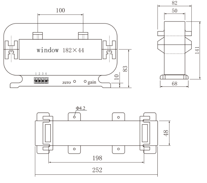 THST18244D-24-2000-RS485, Split Core Bipolar Hall Effect DC Current Transducer, +/-2000Amp DC, +24VDC Supply, 182 x 44 Square aperture, RS485 Modbus RTU Measurement Only