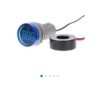 TRA-22D-B-230, 22mm LED Ammeter BLUE 0-100Amp 240VAC, Plastic, IP40, IEC60947-5-1