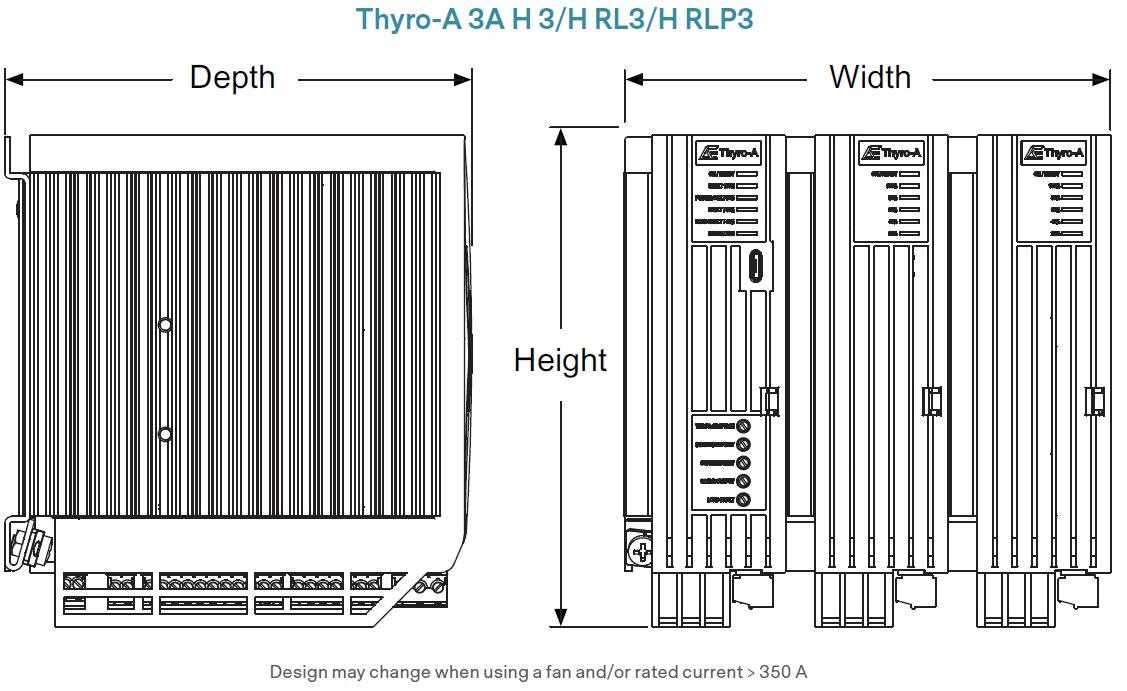Thyro A 3A Series Three Phase SCR Controller 100 Amp 500VAC +10/-57%, Phase(VAR), Burst(TAKT) Fire, SWITCH Operating Modes, Voltage Control, Current Feedback, Power Limit Options