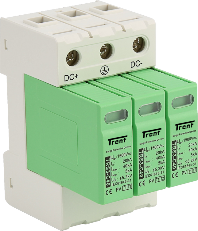 FRS3-C40-500R, 500VDC Surge Protection Device for Photovoltaic Systems, Type 1 (Class I) + Type 2 (Class II) 40kA WITH REMOTE C/O CONTACTS