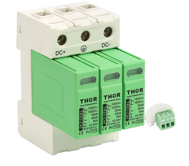 FRS3-C40-1250R, 1250VDC Surge Protection Device for Photovoltaic Systems, Type 1 (Class I) + Type 2 (CLass II) 40kA WITH REMOTE C/O CONTACTS