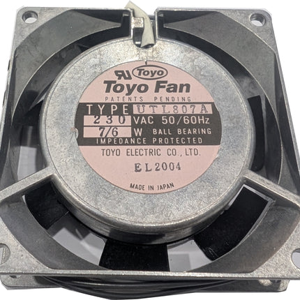 UTL807A, 80mmx25mm Coooling Fan, 230VAC, 7/6W, 50/60Hz Impedance Protected Ball Bearing Fan with 300mm Leads