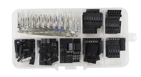 310pcs, Dupont Connectors. 10 x 6 pin, 10 x 5 pin, 10 x 4 pin, 10 x 3 pin, 20 x 2 pin, 20 x 1 pin, includes receptacle and pins.