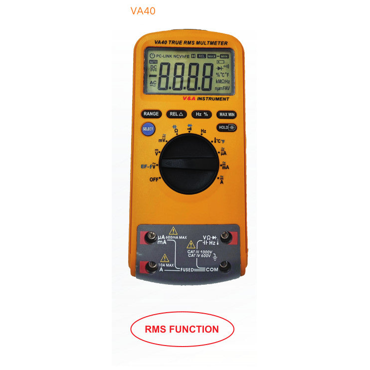 VA40, Autoranging Multimeter For True RMS, AC/DC Voltage, AC/DC Current, Temperature, Capacitance, Resistance, Frequency