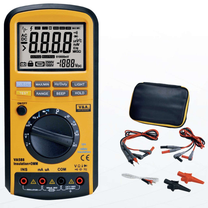 VA588, Portable Insulation Multimeter For Current, Voltage, Resistance, Frequency, Insulation Resitance, Temperature