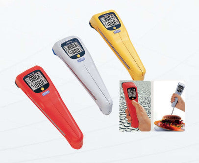 VA6512, Infra Red Thermometer /Probe Range -30 ~ 0 Deg C / 0 Deg C ~270 Reading Deg C . Resolution 0.1 Deg C D:S Ratio 6:1. Up to 1m Distance. OL or -OL Overrange. Fixed Emissivity 0.95, 8-14um Spectral Response. 1mW laser, Laser + Probe