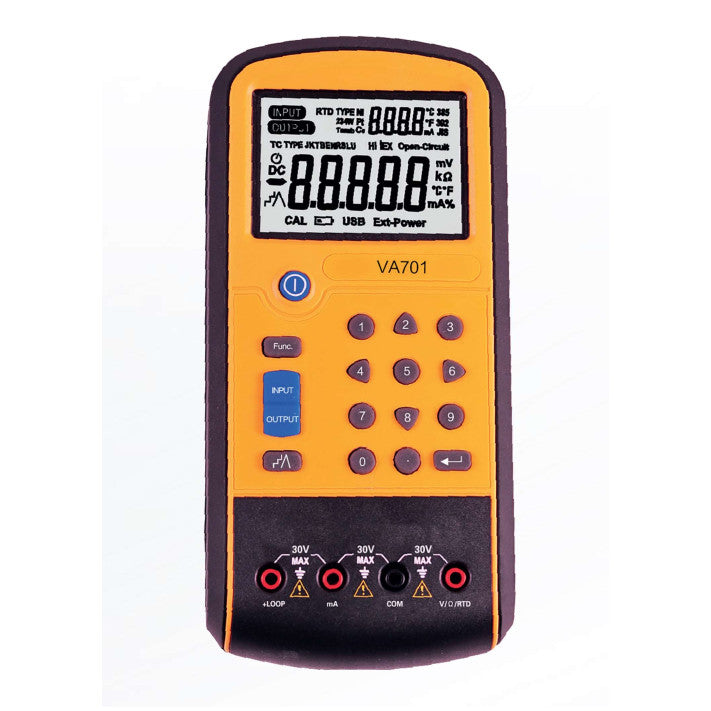 VA701, Portable Volt and mA Calibrator For Input/Output Voltage, with USB and Free software, Optional External AC Adaptor, WITH 10 Group Recall/Store Function