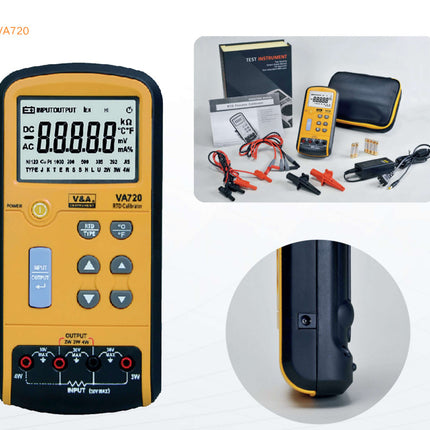 VA720, Portable RTD Calibrator For PT10,PT50,PT100,PT200,PT500,PT1000(385),PT100(JIS) or Ohms, To Measure and Simulate RTD