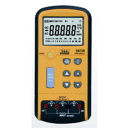VA720, Portable RTD Calibrator For PT10,PT50,PT100,PT200,PT500,PT1000(385),PT100(JIS) or Ohms, To Measure and Simulate RTD