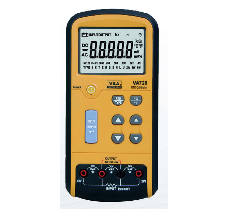 VA720, Portable RTD Calibrator For PT10,PT50,PT100,PT200,PT500,PT1000(385),PT100(JIS) or Ohms, To Measure and Simulate RTD