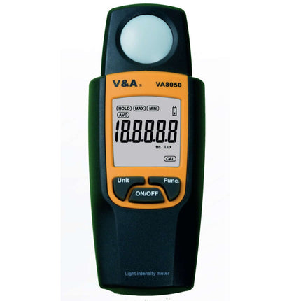 VA8050, Light Meter. Range 0-30000 Lux (lm/m2) or 0-2788.0 ftc (lm/ft^2) Accuracy +/-(4%+50), Resolution 1 Lux/0.1ftc