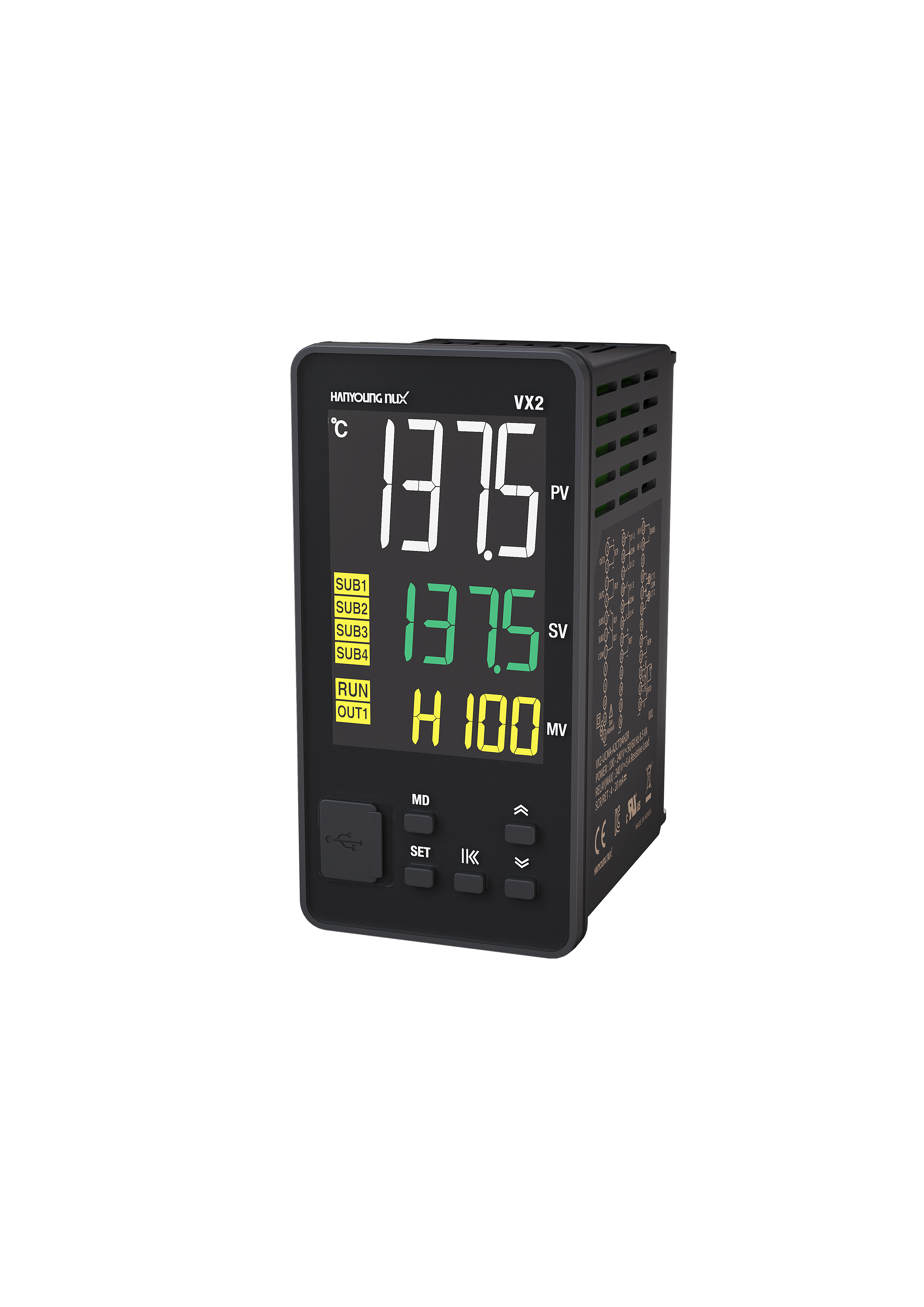 VX2-UCNA-A2D2, Temp Controller, 48x96mm, 100-240VAC, Multirange Input, 4-20mA Output, 2 Alarms, 2 x SV