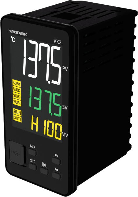 VX2-UMNA-A2D2, Temp Controller, 48x96mm, 100-240VAC, Multirange Input, Relay Output, 2 Alarms, 2 x SV