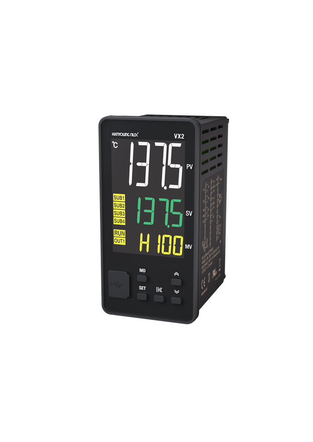 VX2-UCMD-A2CTD4H2R, Temp Controller, 48x96mm, 24VAC/DC, Multirange Input, 4-20mA Output, Relay Cooling Output, 2 Alarms, Retransmission, Event Input (2x SV), Remote Setting Input, Current Feedback