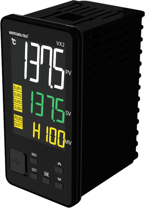 VX2-UCMD-A2CTD4H2R, Temp Controller, 48x96mm, 24VAC/DC, Multirange Input, 4-20mA Output, Relay Cooling Output, 2 Alarms, Retransmission, Event Input (2x SV), Remote Setting Input, Current Feedback